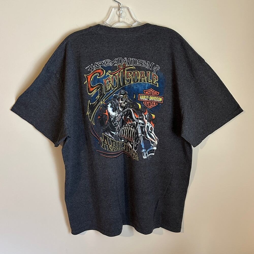 Harley Davidson Gray Scottsdale Arizona Skeleton Motorcycle Crewneck T Shirt XL